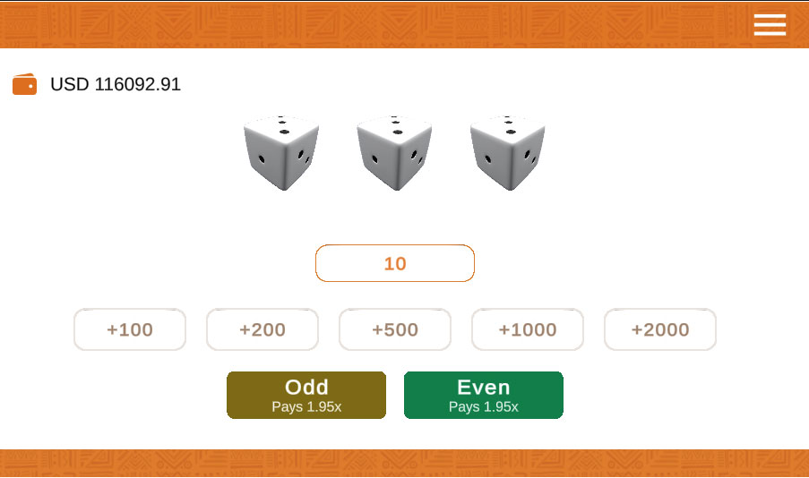Diced game interface showing virtual dice and betting options on Betway